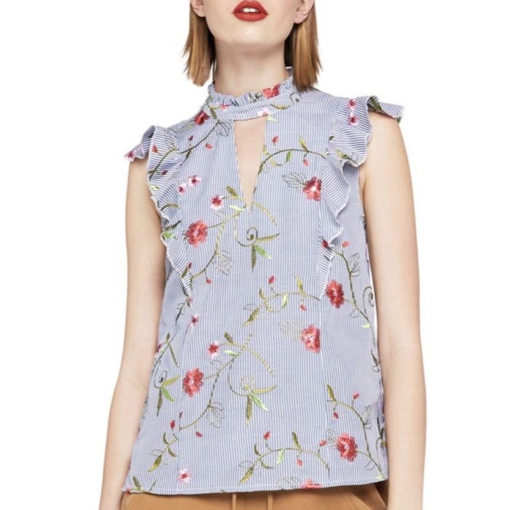 BCBG MAX MARA BLOUSE SHORT SLEEVE TOP SHIRT SUMMER